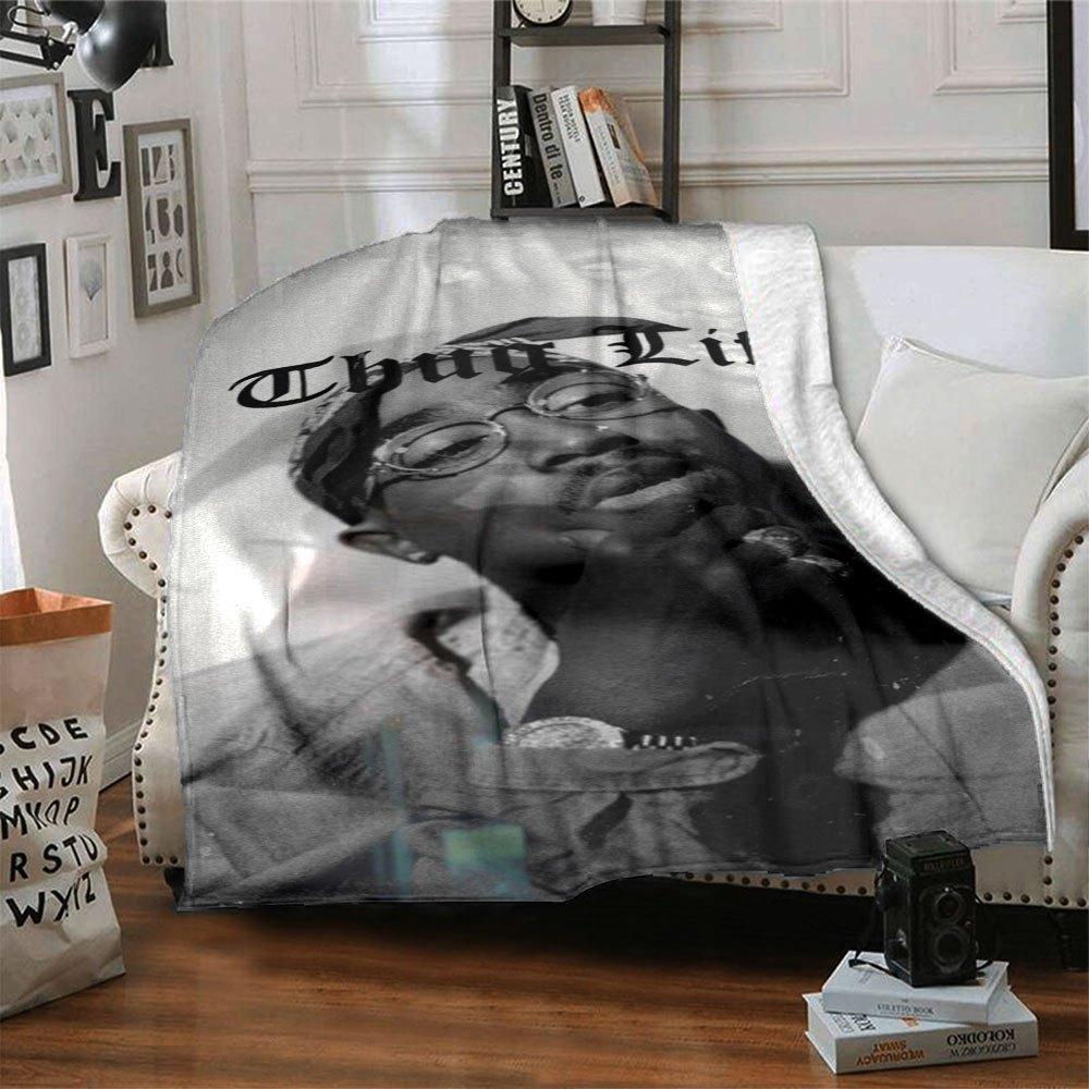 

1pc 2PacHip-Hop Blanket Soft Lightweight All-Season Multi-Purpose Throw for Sofa, Bed, Office & Picnics, French Style with Iconic Album Art D78 80cmx120cm(31inx47in)
