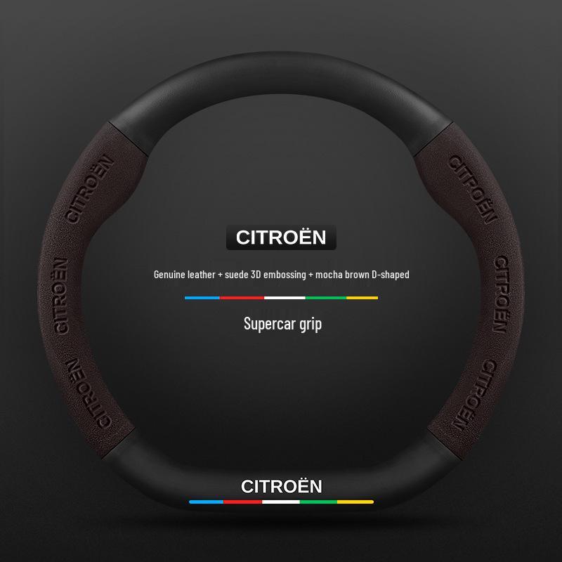 Universal Non-Slip Suede Steering Wheel Cover for Citroen: All-Season, Breathable Design for Men and Women