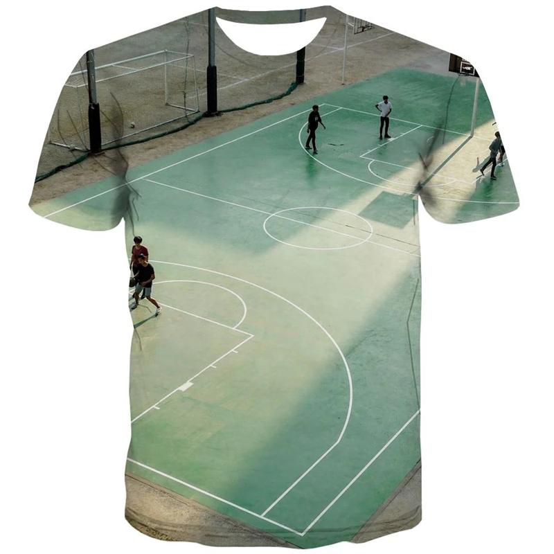 Basketball Sports T-shirt 3D Print Playground Outdoor Round Neck T Shirts Daily Casual Fashion Hobbies Cool Pattern Tee Tops
