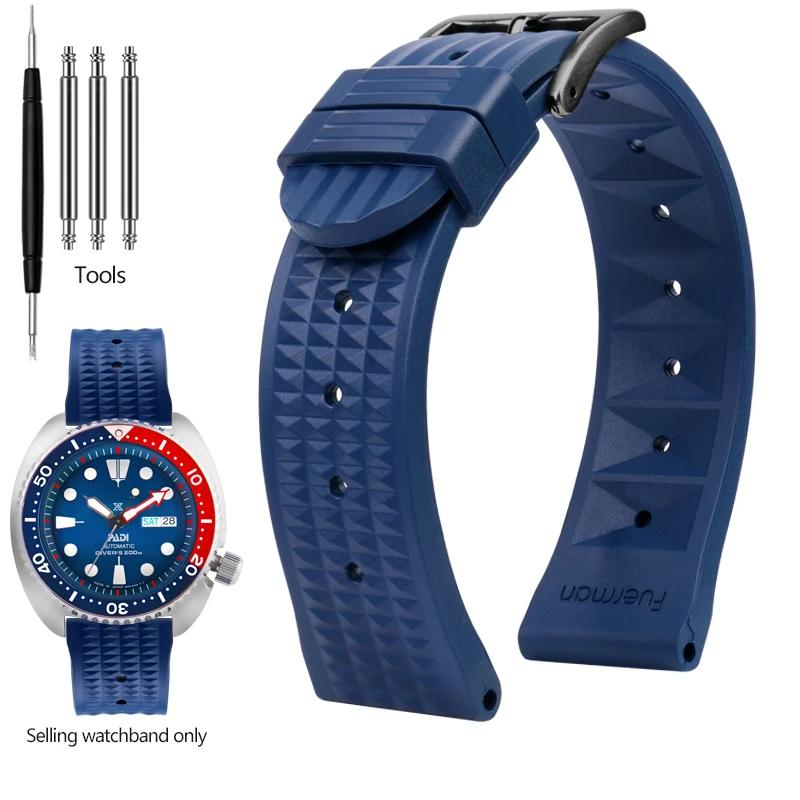 

For Seiko Prospex Skx007 SRP307 313 SKX779 SKX781 Water Ghost 20mm 22mm Diver Rubber Watch Strap Men Waffle Silicone Watchband 22mm