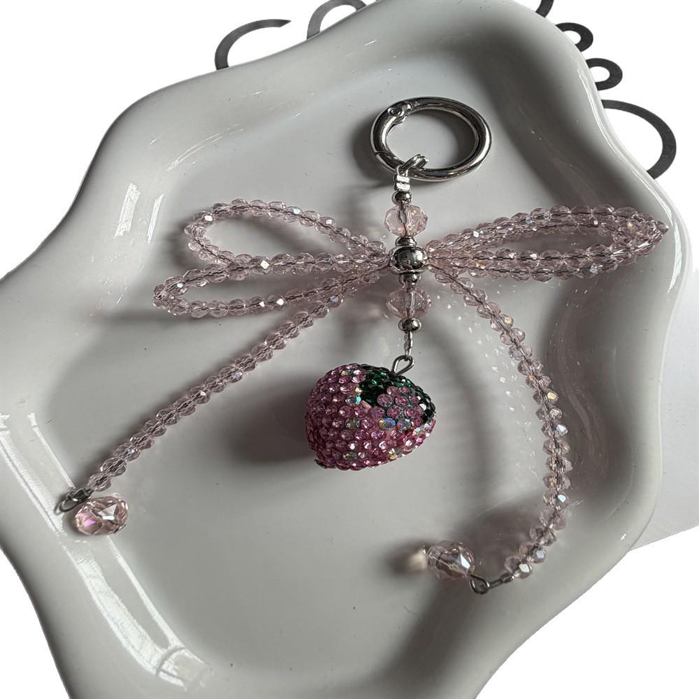 Luxury Rhinestone Strawberry Pendant Phone Strap & Keychain