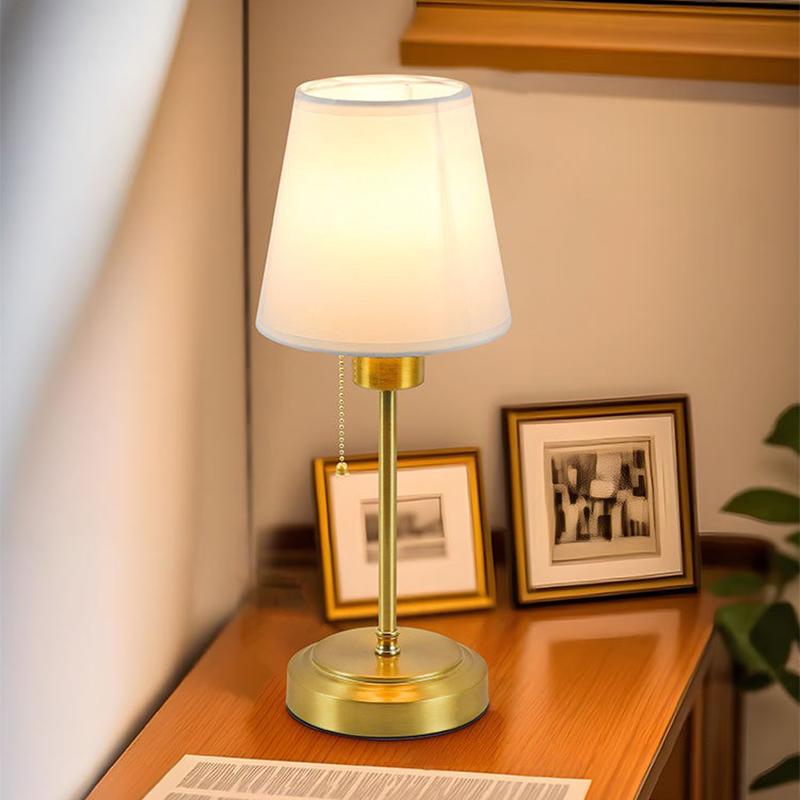 Retro LED Table Lamp E27 Rope Pleated Fabric Iron Touch Tricolor Light USB Charging For Living Bedroom Decorative LED Table Lamp