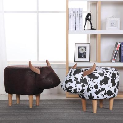 Cute Suede Cow Leg Stool: Solid Wood Footstool for Shoe Stores and Malls
