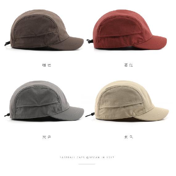 Men's short-brimmed, solid-color, plain baseball cap for outdoor activities, offering sun protection and shade