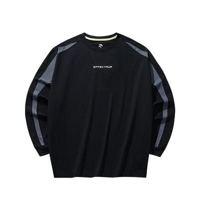 Moisture Wicking Loose Fit Letter Splicing Sports Crew Neck Long Sleeve T-Shirt Men Tops 972531402-3