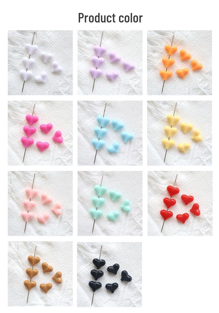 Seven-Color Small Peach Heart Acrylic Beads 11x14mm for DIY Phone Chain Pendants