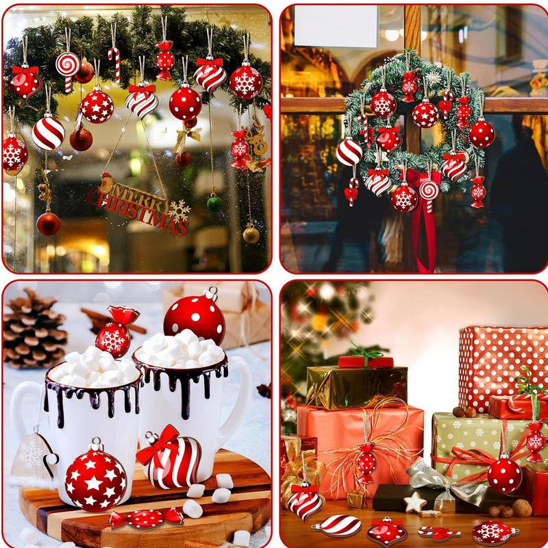 Lollipop Ornaments For Christmas Tree 12X Flat Acrylic Christmas Tree Ball Ornaments Fixing Hole Design Candy Cane Pendants