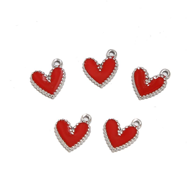 10pcs Gold Plated 10*12mm Stainless Steel Charm Enamel Heart Pendants Mixed Accessories For DIY Necklaces Making Findings
