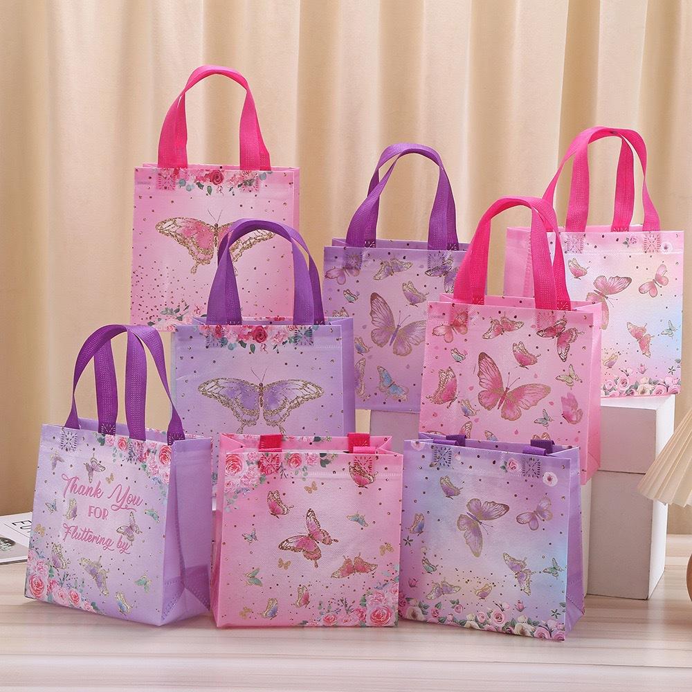 

StoBag Waterproof Butterfly & Kite Pattern Portable Tote Bag, Non-Woven Shopping Bag for Kids Play, Parties, Birthdays, Meeting 30pcs&20x9x20cm