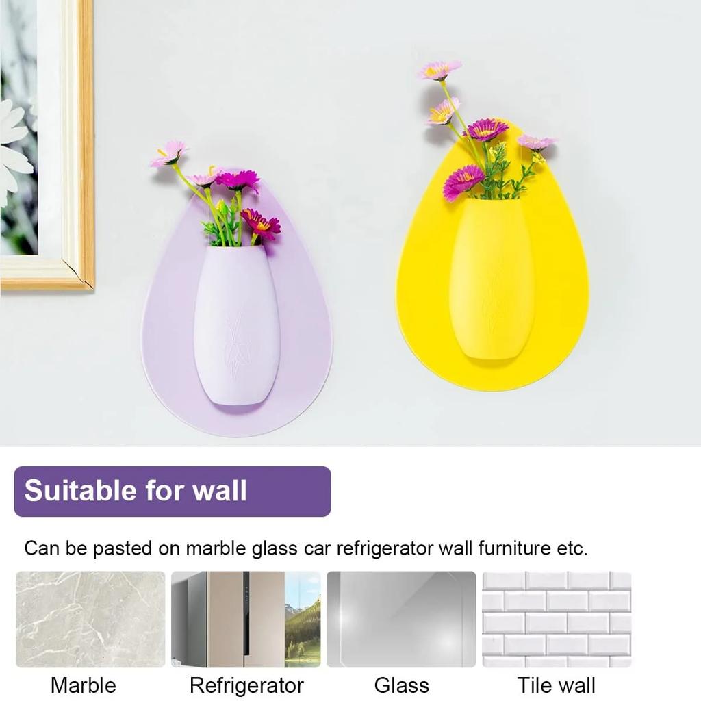 Silicone Flower Vase Self Adhesion Hydroponics Planter Sticker Wall for Glass, Wall, Window, Party,Wedding,Festival,Home