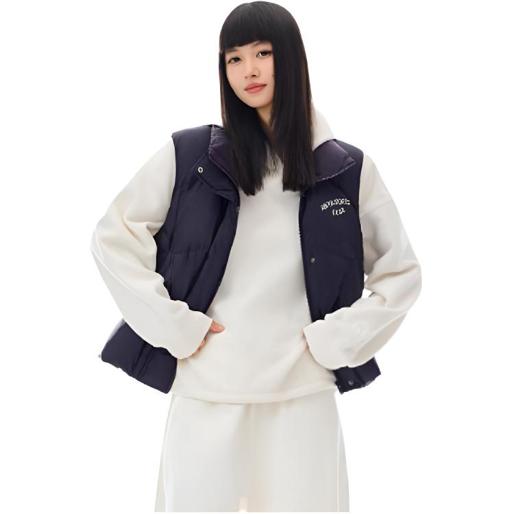 Anta Lifestyle Series Letter Zipper Versatile Stand Collar Sleeveless Down Vest Women vests 162548904-2