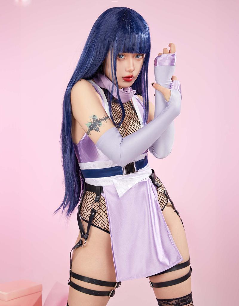Mobbunny Beautiful Cosplay Gentle Fist Master Fighting Fishnet Open Costume Purple Women's Costume, Anime/Game, Style, Leotard, Bodysuit, Underwear,