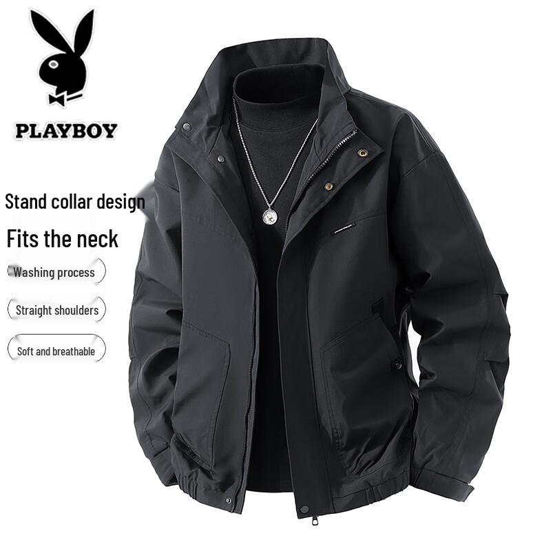 PLAYBOY Men's Stand Collar Spring Autumn Casual Jacket