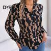 Dámská košile se zapínáním na knoflíky Ležérní Dlouhý rukáv Klopa Top Volný Potištěný streetwear Oblečení na pracovní párty Dovolená Cestování
