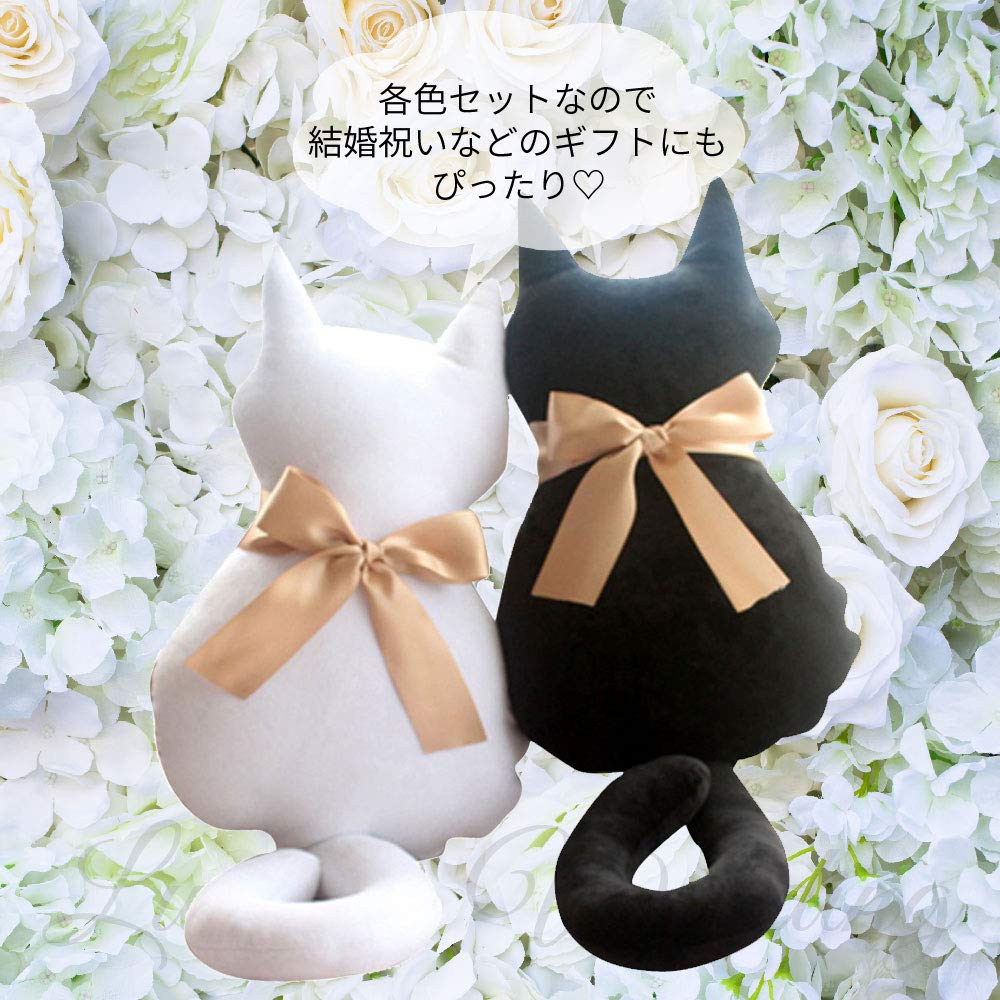 Lumierechat Cat Cushion Plush Toy Pair 2 Perfect for Married Matching Cat and Accessories (White & Black, Pieces) - Couples, Couples, Weddings, Goods,