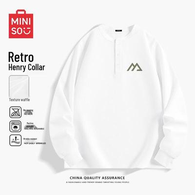 Men's Waffle Knit Henley Long Sleeve T-Shirt