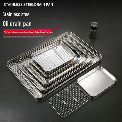 Quadratische Schale aus japanischem Edelstahlgeflecht zur Ölkontrolle und zum Grillen