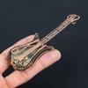 Natural Moss Prehnite Stone Handmade Copper Wire Wrap Guitar Pendant 4.53 V8b49