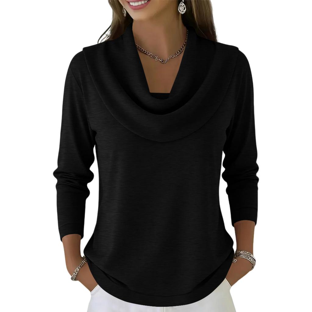 Women's Casual And Fashionable Round Neck Long Sleeved  Solid Color Top Sweater