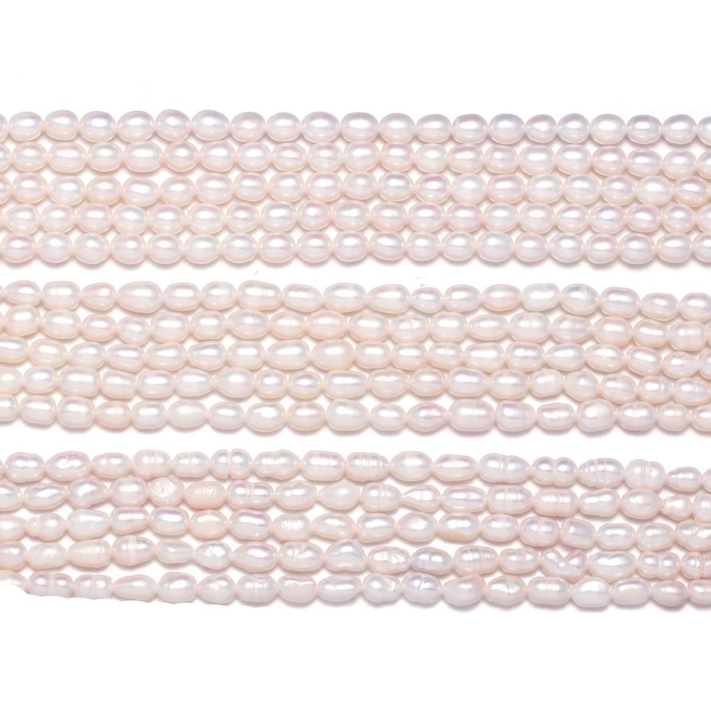 1String, Handmade Rice Beads, 4-5mm White Natural Shell Mother of Pearl Beads for Jewelry Making DIY Supplies, Wedding Birthday Gift Crafts 36cm