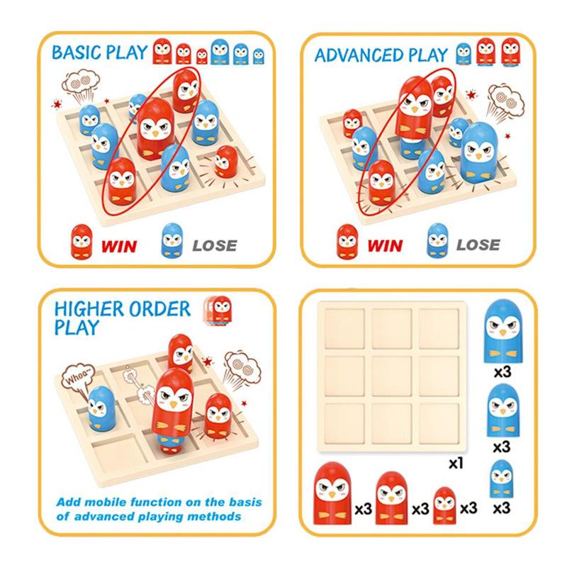 Mini Advanced Tic Tac Toe Party Board Game Puzzle Interactive Games for Family Battle Competition Desktop Games Birthday Gift