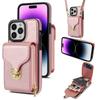 Crossbody Lanyard Leather Zipper Wallet Phone Case for iPhone 17 Air 16E 16 Pro Max 15 Plus 14 13 12 11 XS XR X Flip Stand Cover