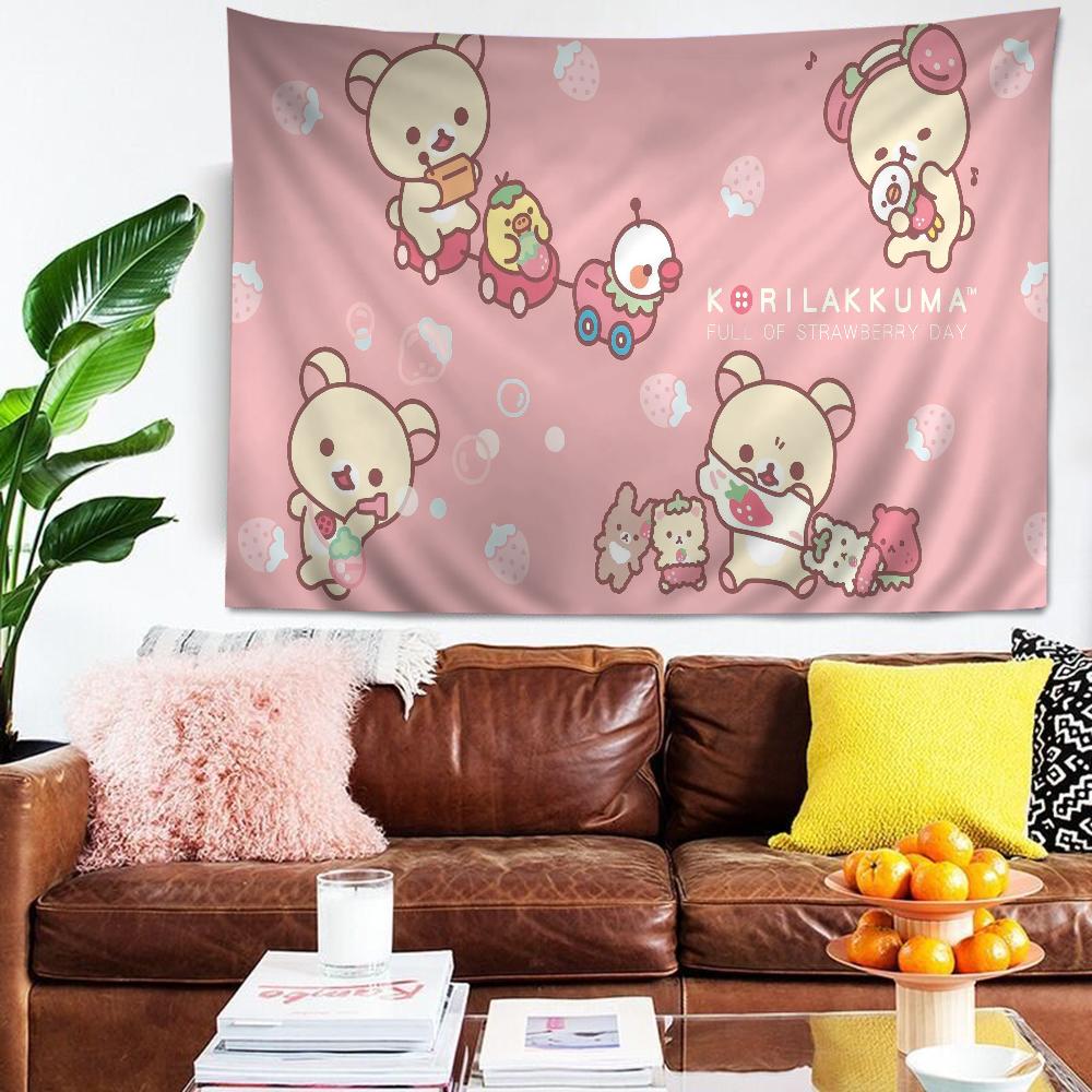 K-Kilakkuma Japanese Cartoon Printed Large Wall Tapestry Cheap Hippie Wall Hanging Bohemian Wall Tapestries Mandala Home Decor