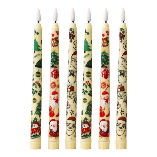 6Pcs LED Taper Candles Battery Operated Flameless Candles with Remote Control Christmas Light-up Candles for Home Winter Festive Decor
