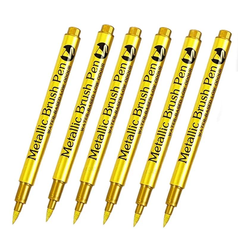 6pcs Waterproof Metallic Permanent Marker Pens for DIY - Ideal for Resin Molds, Gold & Silver Drawing - Essential Craft Suppli