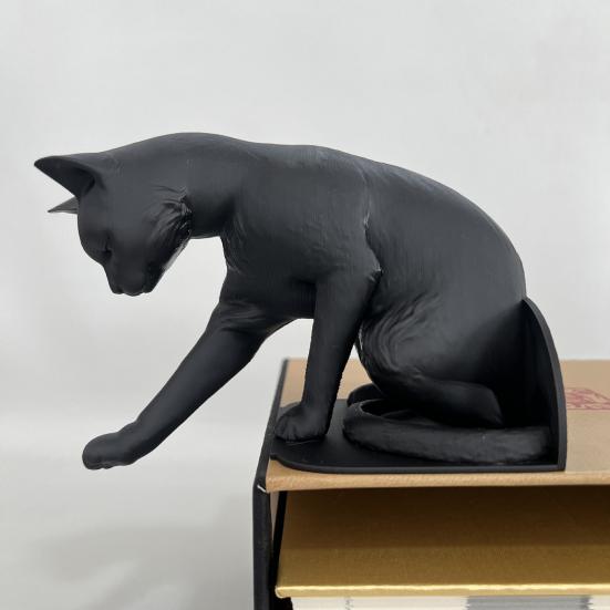 Cat Bookend Stand Matte Black Cat Paw Design Bookend Stable Non-Slip