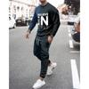 Men Spring And Autumn Vintage Tracksuit Casual Long Sleeve T-Shirt+Pants Suit two-Piece Set Man Clothing 2024 Street Sportswear