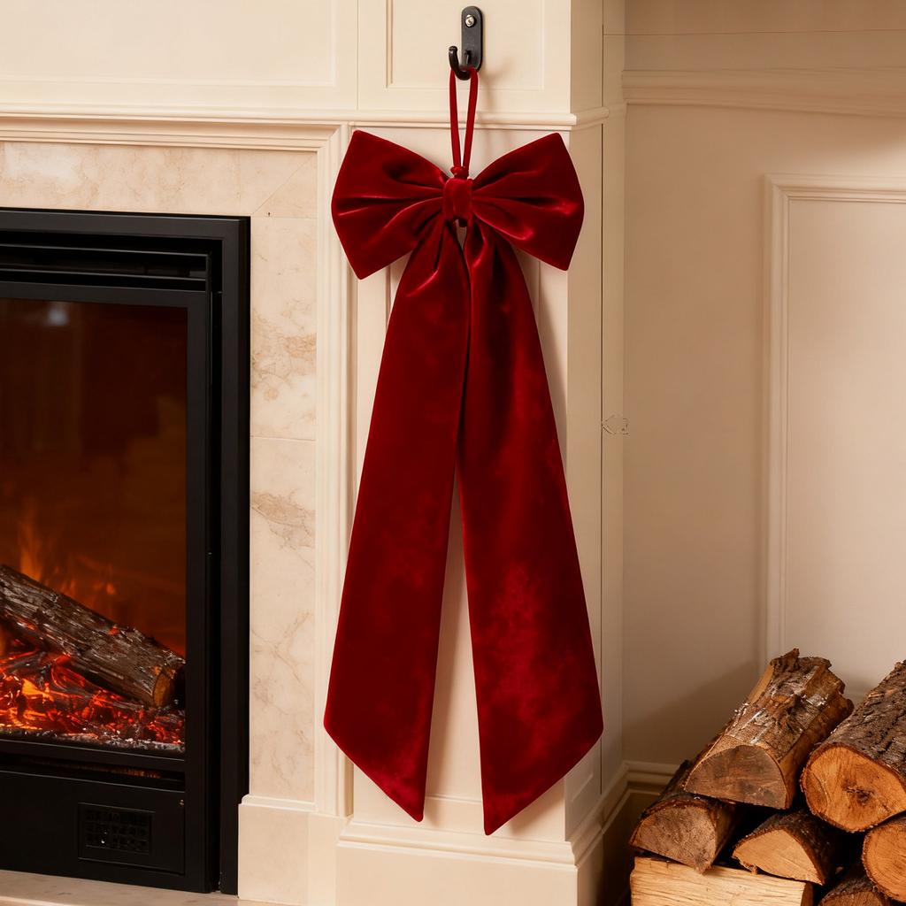 1pc Velvet Large Bow Christmas Bow Christmas Ornament Holiday Decoration Pendant Xmas Tree Home New Year Party Decoration