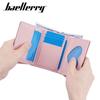 Baellerry Women's Pu Leather Short Purse Vertical Wallet Small Coin Purse Fashion Card Holder Multi-card Slot Snap Button Billfold