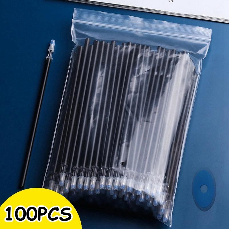 100 /12 Pcs/lot 0.5mm Gel Pen Erasable Pen Refill Rod Set High Capacity Blue Black Ink Shool Washable Handle Pens Stationery
