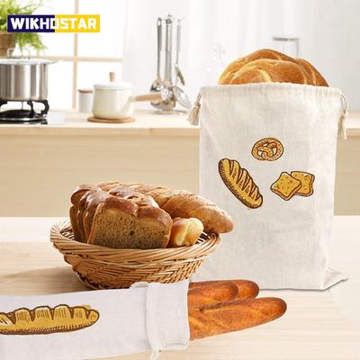 Sacchetti per il pane in lino riutilizzabili con coulisse grandi lavabili per conservare gli accessori alimentari, borsa per la conservazione del pane, organizer per la cucina non sbiancato