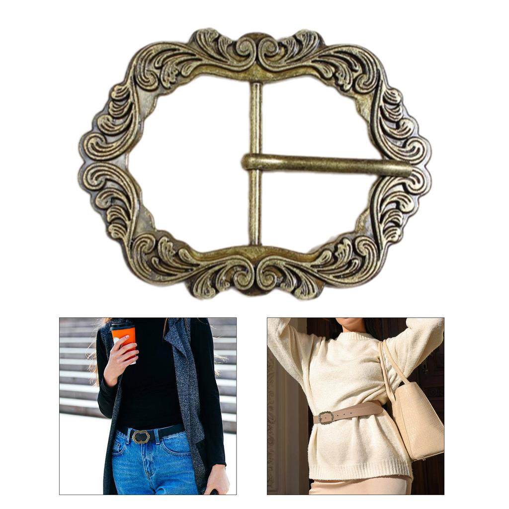 Fashion Carved Floral Pattern Belt Buckle Replacing Component Easy to Use Heavy Rock Belt Buckle Replacements for Adult