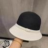 Dome Straw Color Matching Bucket Hat Pearl Straw Hat Women's Summer Sunshade Sunscreen Top Hat Foldable Sun Hat
