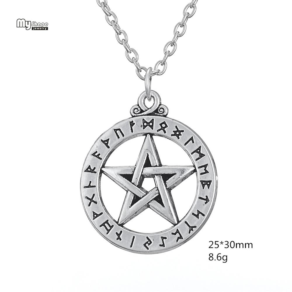

My Shape Pentacle Hebrew Charm Pentagram Pendant Statement Necklace Men Star Amulet Chain Talisman Cord Supernatural Necklaces зірка