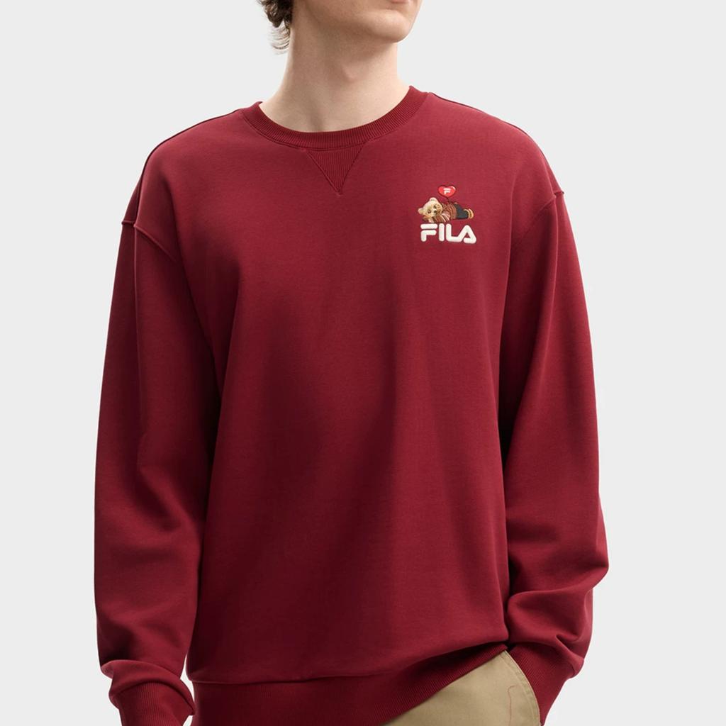 FILA Sweatshirts Men's Dark Umber Burgundy Crew Neck Thickened Other F51U649202FWI