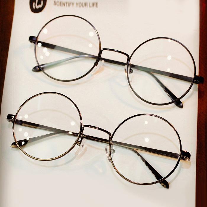 Metal round glasses frame literary new Harajuku tide retro flat glasses can be equipped with myopia glasses frame