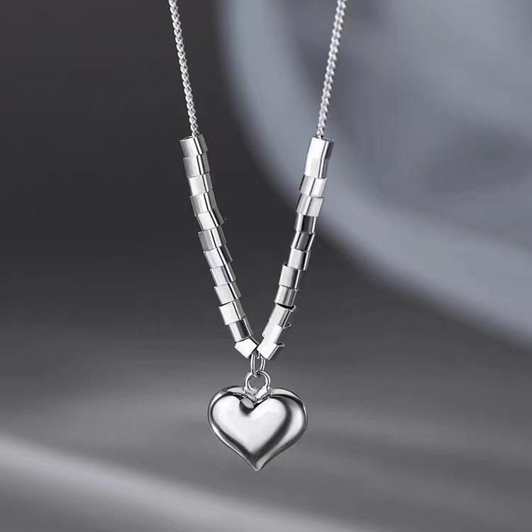 2023 New High-End 925 Sterling Silver Heart Necklace - Luxurious Clavicle Chain Design for Women