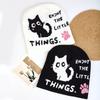 European & American Trend Jacquard Knit Hat - Cute Cat Cartoon Wool Beanie, Simple & Versatile Design