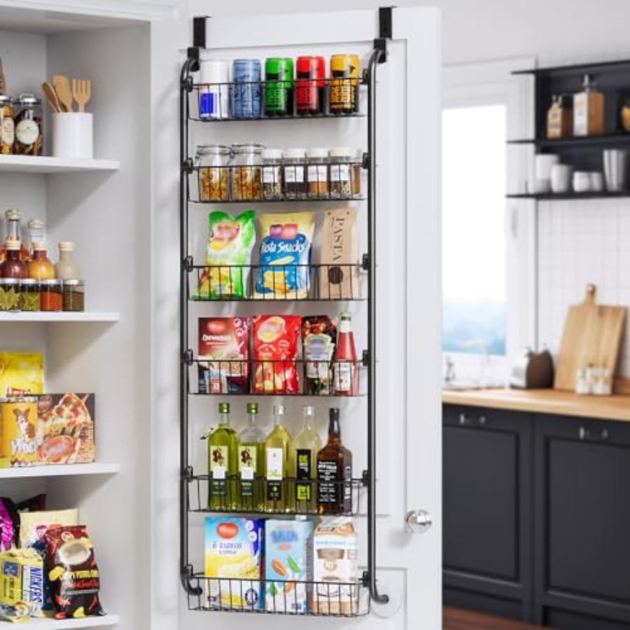 

Over the Door Pantry Organizer 6-Tier Metal Pantry Door Organization and Storage Hanging Kitchen Basket Spice Rack Seasoning Sh United States