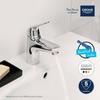 Mitigeur monocommande lavabo - GROHE Swift - 24323001 - Chromé - Taille S - Ouverture Eau Froide - Economie d'eau - Vidage clic clac