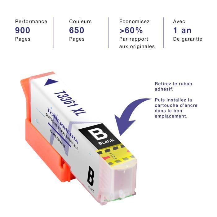 Cartouches d'encre - TONERMEDIA - Epson 33XL - Pack de 10 - Compatible avec Expression Premium - 650 pages noir