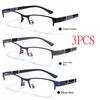 3Pcs Men'S Vintage Business Photochromic Myopia Glasses Half Frame Metal Blue Light Blocking Eyewear Classic Uv Shade Sunglasses