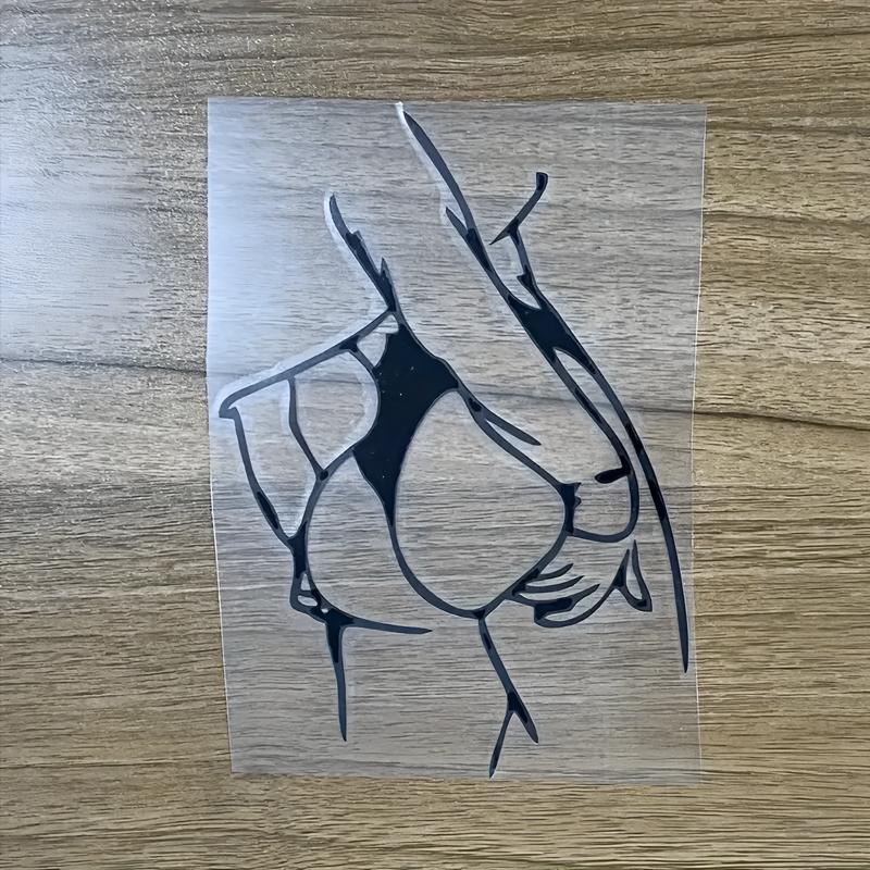 Ragazza carina che gioca con adesivi creativi e divertenti con contorno di personaggio per fan e amanti dei cartoni animati, alta qualità per auto camion moto