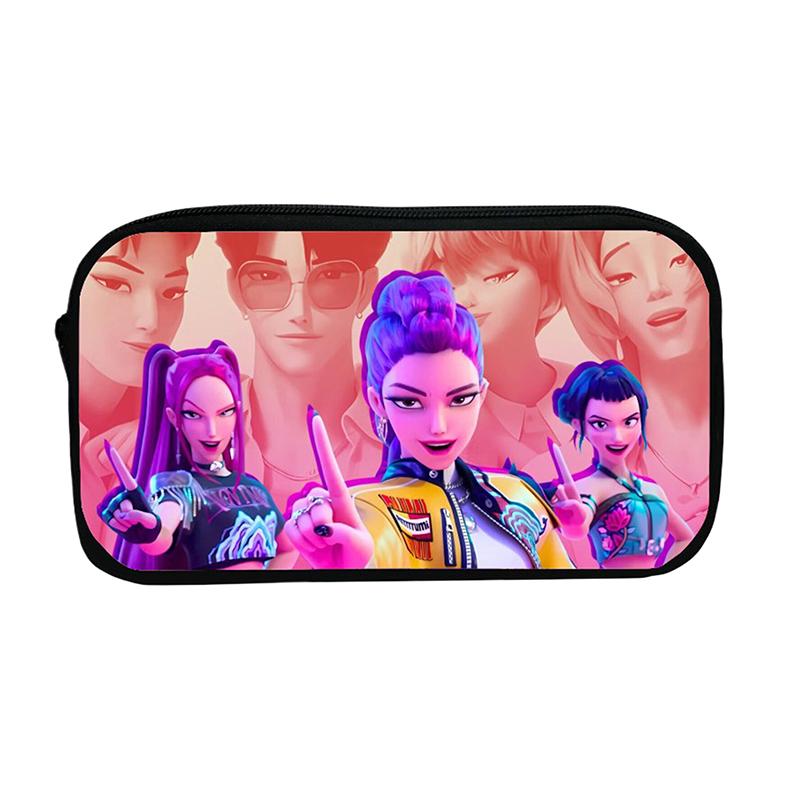 Kpop Demon Hunters Student Pencil Case Cartoon Large Capacity Pencil Box Stationery Supplies Girl Cosmetic Storage Bag Gifts