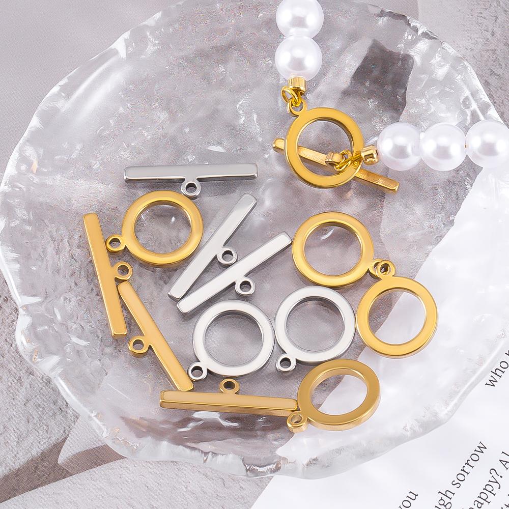 5 Sets Stainless Steel Toggle Jewelry OT Clasps Connectors Flat Round Toggle T Bar Clasp DIY Necklace Bracelet Earring Findings