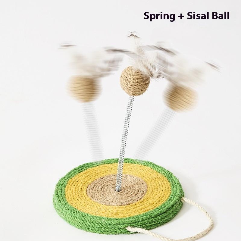 Interactive Hemp Rope Spring Ball Cat Toys Tumbler Sword Hemp Cat Scratch Board Self-Play Kitten Stick Relieve Boredom Toys